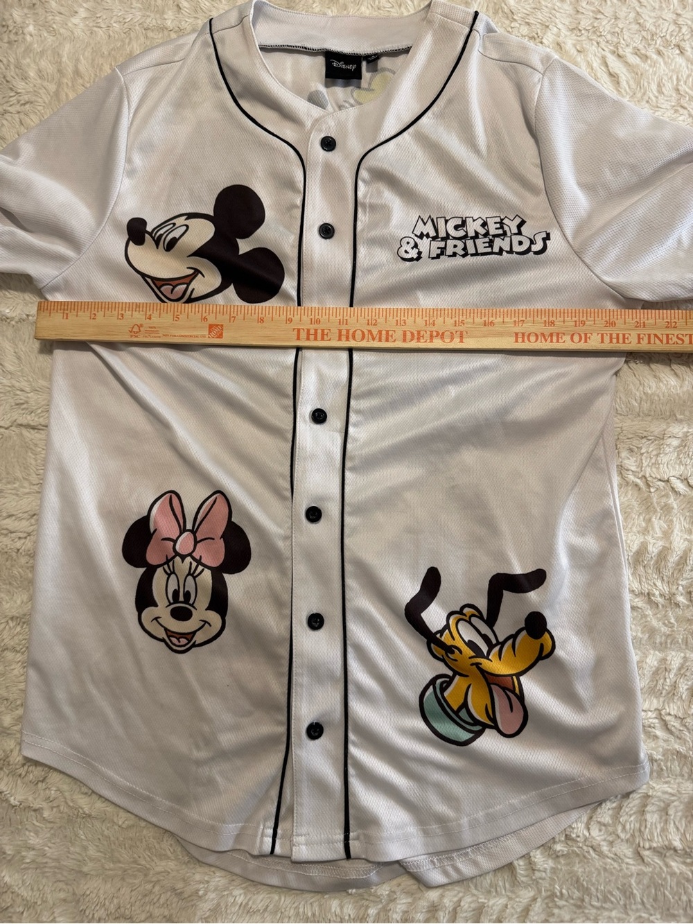 Disney Mickey & Friends White Mesh Baseball Jersey size small button up - Picture 2 of 6